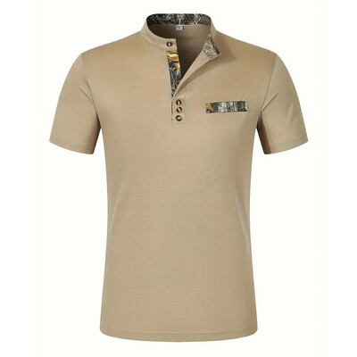 Vasaras vīriešu ikdienas polo krekla apkakle ar īsām piedurknēm, modes, biznesa, sporta, elpojoša, T-krekla augšdaļa