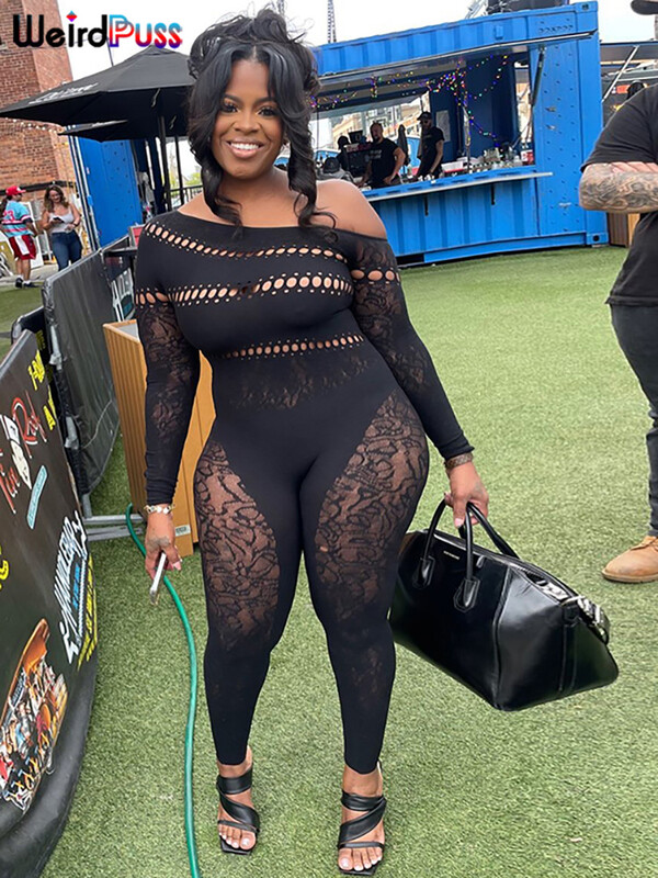 Imelik puss Seksikas õõnes kitsas kombinesoon, naiste ebaregulaarne õlgadest lahtine, kõhn, elastne teemant, pikkade varrukatega seksikas klubirõivaste kombinesoon