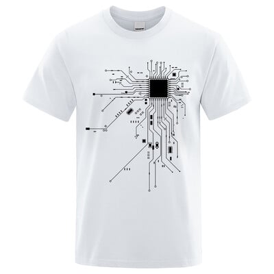 CPU Processor Circuit Diagram Тениска Мъжка лятна памучна тениска Мъжки забавни топове Модни тениски Homme Brand Unisex C99