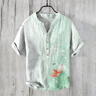 Svježi umjetnički stil ljetne muške havajske košulje ukiyo-e print modni trend kratkih rukava udobne drape košulje na veliko