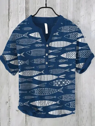 Svježi umjetnički stil ljetne muške havajske košulje ukiyo-e print modni trend kratkih rukava udobne drape košulje na veliko