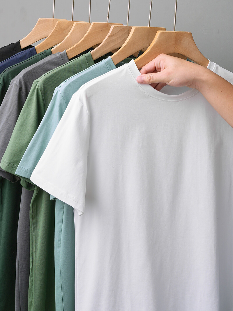 Dukeen ljetna majica kratkih rukava od tanke ledene svile za muškarce s okruglim izrezom i kratkim rukavima, ležerne mekane majice za fitness, obične modalne pamučne velike majice