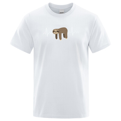 Slinkums, kas atpūšas uz vēdera, apdruka Vīriešu T-krekli Crewneck Mīksti T-krekli Ērti S-XXXL T-krekli Liela izmēra ikdienas T-krekls Vīrietis