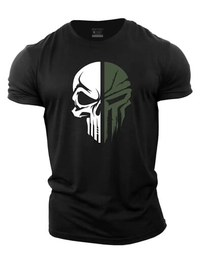 Moodne meeste T-särk 3D Prindiga Military Skull Dropped Särk Suuremõõtmeline jõusaali lühikeste varrukatega spordirõivad Meeste riided Spordi Top T-särgid