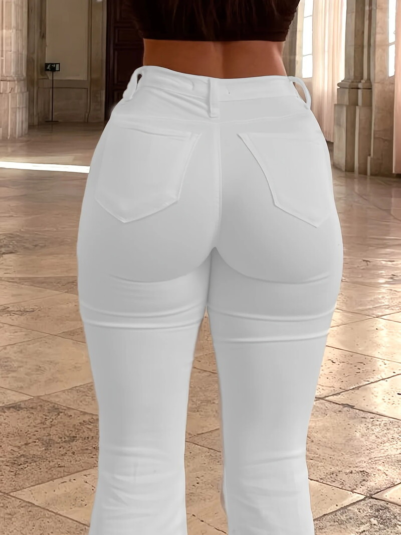 Ühevärvilised vabaaja kitsad seksikad naiste teksapüksid