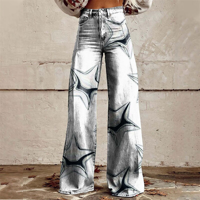 Ženske traperice visokog struka Ženske traperice s širokim nogavicama High Street široke traper hlače Modne Y2K traperice