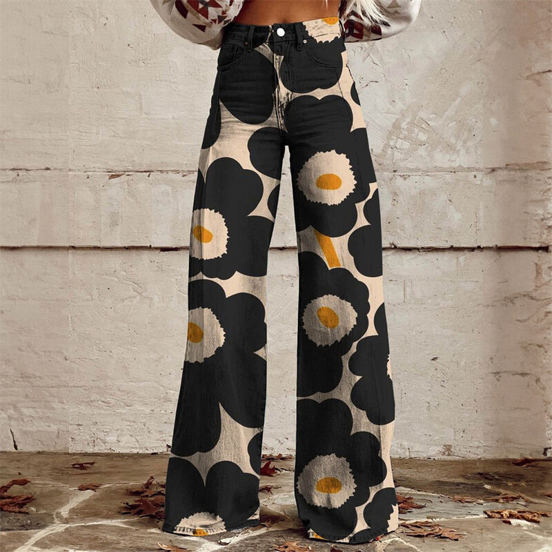 Ženske traperice visokog struka Ženske traperice s širokim nogavicama High Street široke traper hlače Modne Y2K traperice