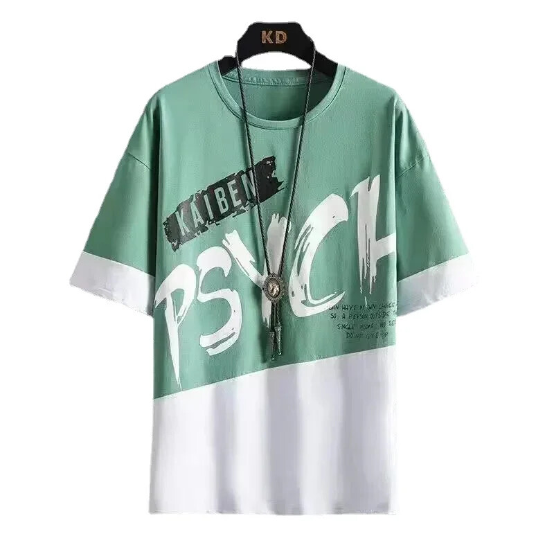 Мъжка ежедневна тениска Тениска с отпечатани букви Хип-хоп Y2K Streetwear Мода Спортна фитнес зала Летни изпрани горнища Тенденции в мъжкото облекло 반팔 남자