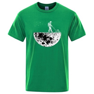 Astronauti lolo Mēness vidi Smieklīgi apdrukāti t-krekli Vīriešu brīvi lielizmēra apģērbi Kokvilnas vasaras mīksts krekls Hip Hop T-krekli