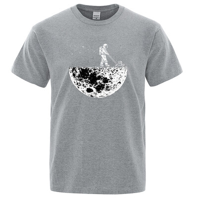 Astronauti lolo Mēness vidi Smieklīgi apdrukāti t-krekli Vīriešu brīvi lielizmēra apģērbi Kokvilnas vasaras mīksts krekls Hip Hop T-krekli
