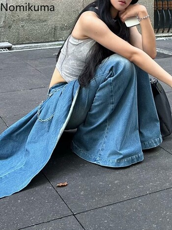 Streetwear Fashion Y2k Jeans Harajuku Korean Flare Pants Pantalon Femme Patchwork Fake Two Chic Denim Trousers 2025 New Bottoms