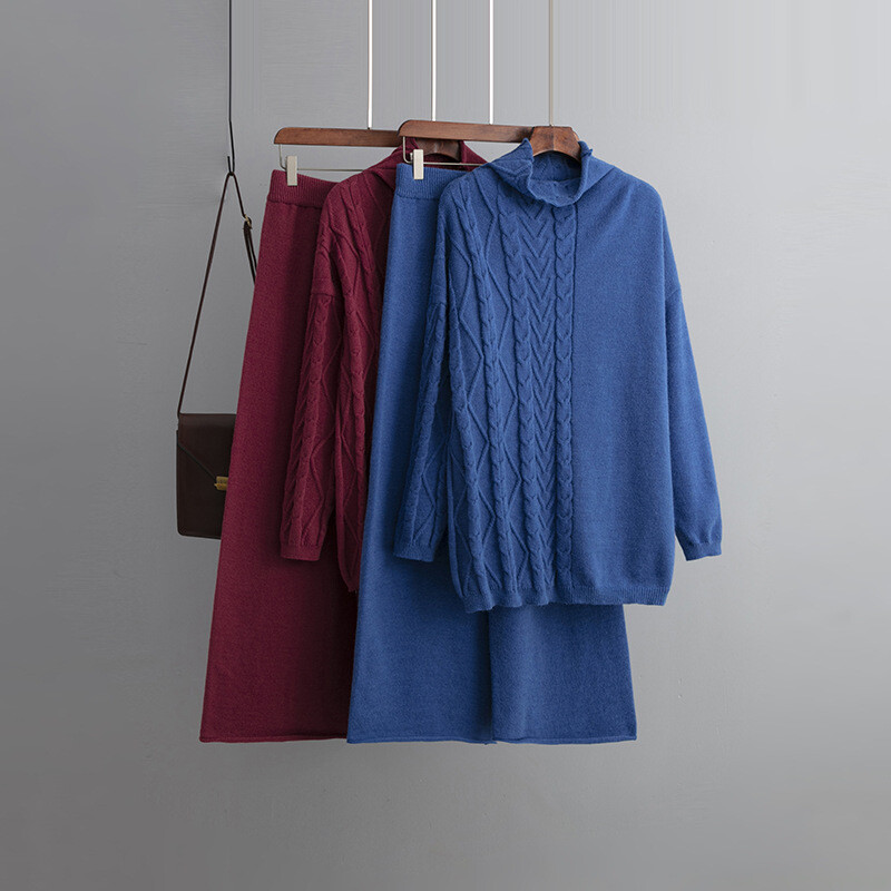 Brīvs trikotāžas sporta tērpu komplekts sievietēm, džemperis ar apkakli, taisnas bikses, džemperis ar džemperi, jauns brīvs virsdrēbes, ins, CHIC