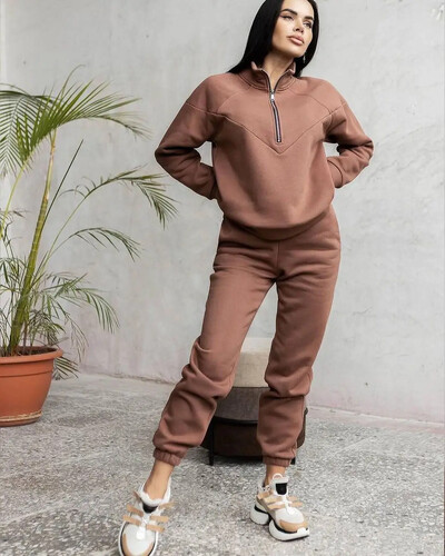 2024. gada moderns, ikdienišķs džemperis ar kapuci 2-daļīgs komplekts ar garām piedurknēm vienkrāsains, vilnas džemperis, džemperis, ikdienas uzvalks