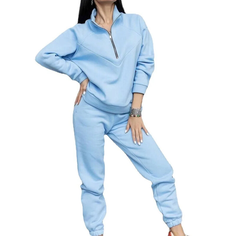 2024. gada moderns, ikdienišķs džemperis ar kapuci 2-daļīgs komplekts ar garām piedurknēm vienkrāsains, vilnas džemperis, džemperis, ikdienas uzvalks