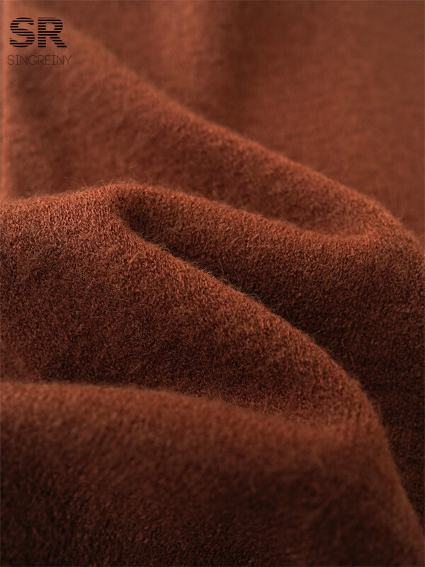 SINGREINY Solid Split Kašmira uzvalki Sieviešu V kakla Kabatas Dizains Pulovers + Bikses ar platām kājām Ziemas gadījuma pamata brīvi adīti 2gab komplekti