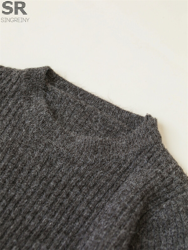 SINGREINY Nježna odijela od 3 komada od kašmira Ženski pulover s dugim rukavima i O izrezom + jednobojni šal + suknja s elastičnim strukom Jesen Zima OL kompleti