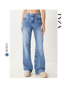 Дамски дънки Trendyol TYZA Ежедневни дънкови широки крачоли Спокойни удобни свободни панталони с цип и страничен джоб Модно облекло