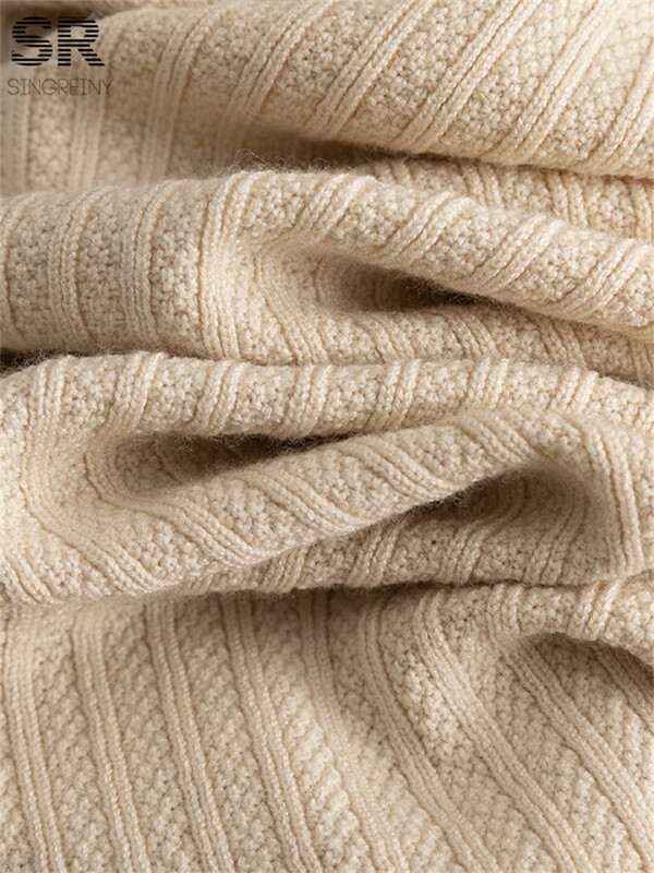 SINGREINY franču stila adīšana 2gab uzvalki sievietēm viltus kabatas vienrindas polo kakla augšdaļa + garās bikses modes divu gabalu komplekti