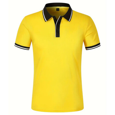 Лятна мъжка тениска с поло с къс ръкав, бизнес офис тениска с оребрена яка, мъжка ежедневна горна част Европейски и американски голям размер