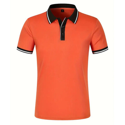 Лятна мъжка тениска с поло с къс ръкав, бизнес офис тениска с оребрена яка, мъжка ежедневна горна част Европейски и американски голям размер