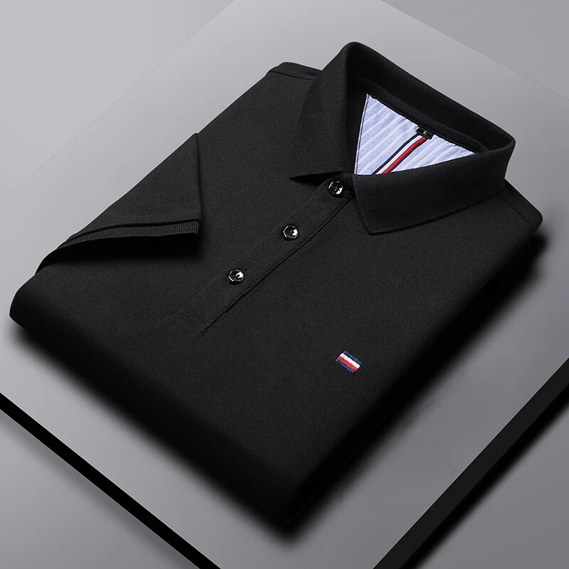 Meeste vabaaja moodne polosärk, hingav ja mugav tikitud topp