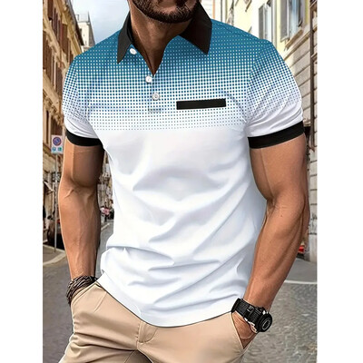 Noi haine de vară pentru bărbați, cu mânecă scurtă, la modă, slim fit, 100% poliester, cămașă polo pentru bărbați, ocazional de afaceri, cu rever, pentru golf