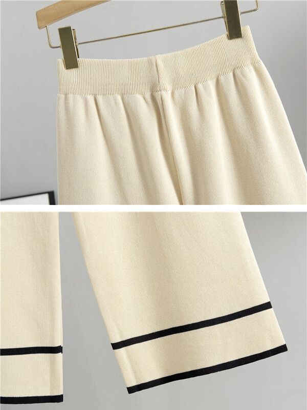 Naiste kootud 2 osaga komplektid šikid kaherealised lühikesed kudumid Topid kardigan Conjuntos Korea kõrge vöökohaga pahkluu pükste ülikonnad