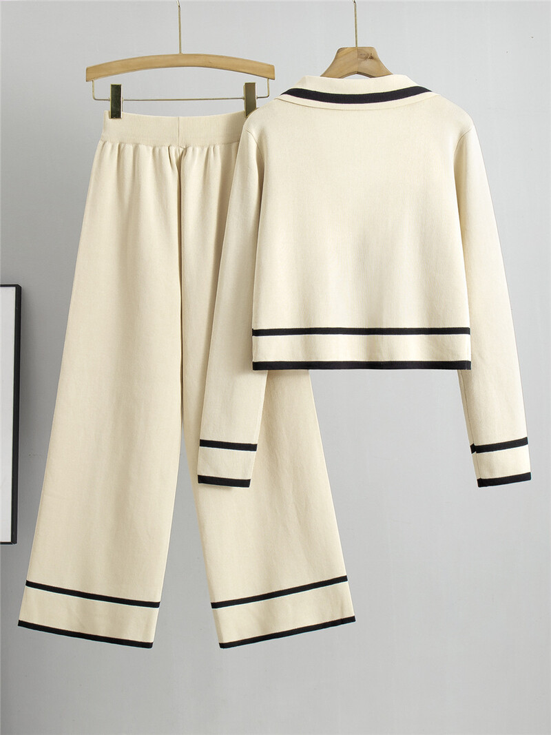 Naiste kootud 2 osaga komplektid šikid kaherealised lühikesed kudumid Topid kardigan Conjuntos Korea kõrge vöökohaga pahkluu pükste ülikonnad