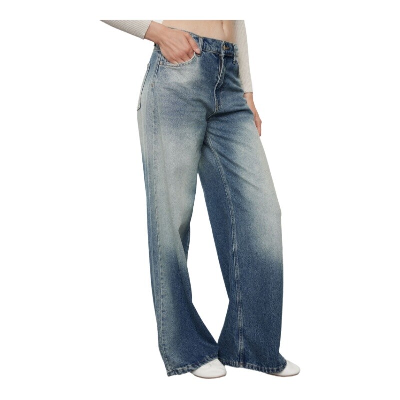 Trendyol TYZA naiste teksad vabaaja laia säärega teksariietus, lõdvestunud, mugavad, vabad küljetasku lukuga kärbsed püksid moerõivad