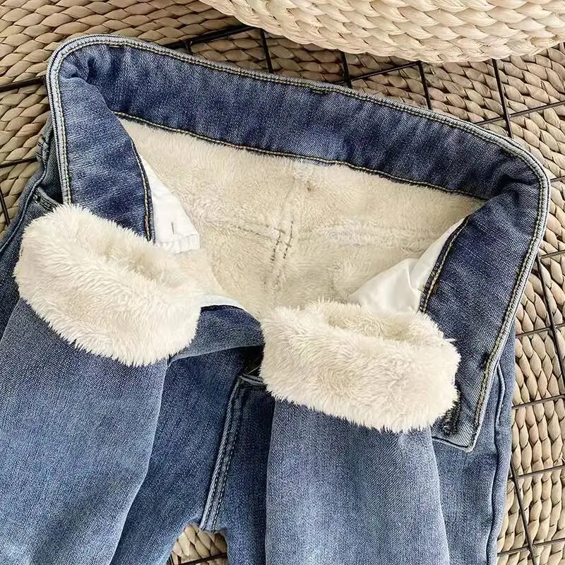 Ziemas silti Sieviešu džinsi Velvet Džinsi sieviešu Fleece Silti Augsts Viduklis Stinny Elastīgās Bikses Sieviešu Džins Ikdienas Legging Ziemas džinsi