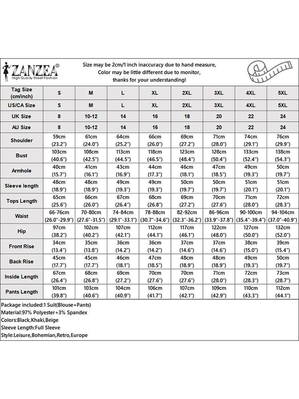 ZANZEA rudens sieviešu trikotāžas kostīmi vienkrāsains mājas apģērbs Modes ar garām piedurknēm gadījuma rakstura V kakla topi Bikses komplekti 2 daļ. komplekti, tērpi