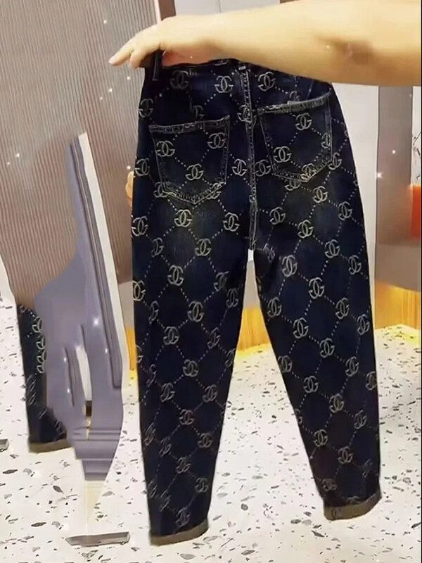 Džinsi sievietēm pavasaris rudens jauns augsto vidukli brīvi pieguļošo slim bikses tendence 2024 Jaunums