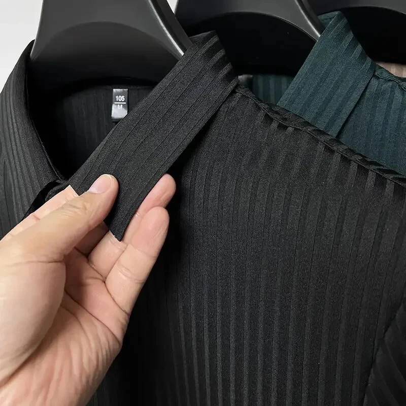 Vīriešu ledus zīda polo krekls, atloks, dobs, ar īsām piedurknēm, elpojošs, biznesa modes T-krekls, vīriešu apģērbi, vasara, jauns