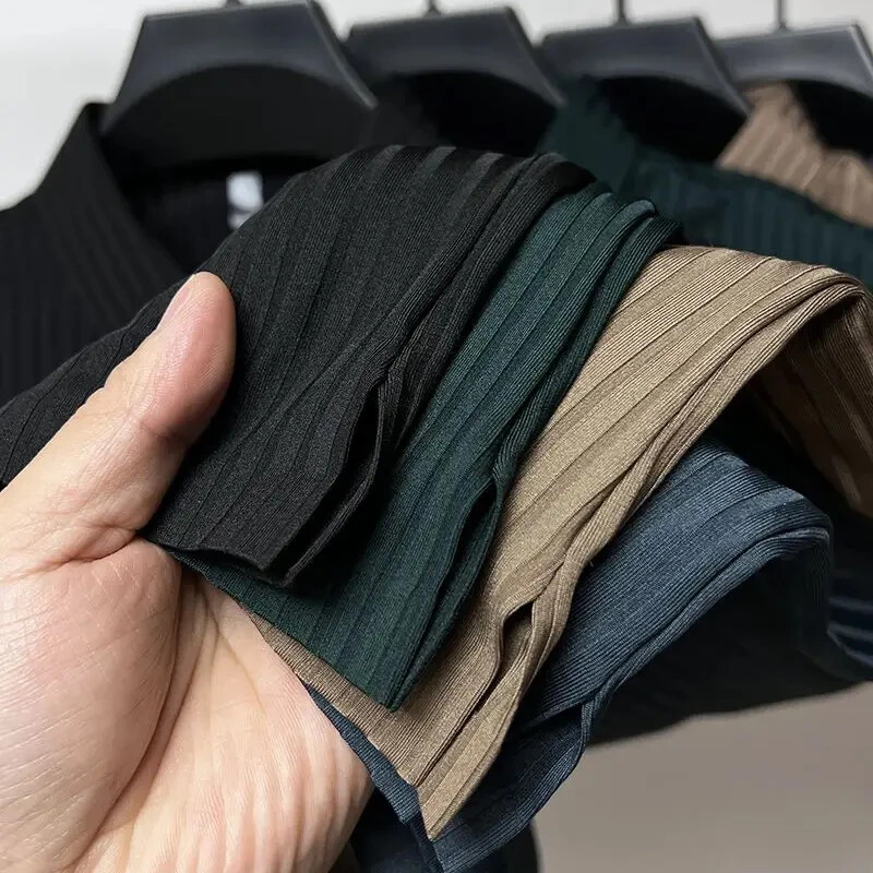 Vīriešu ledus zīda polo krekls, atloks, dobs, ar īsām piedurknēm, elpojošs, biznesa modes T-krekls, vīriešu apģērbi, vasara, jauns