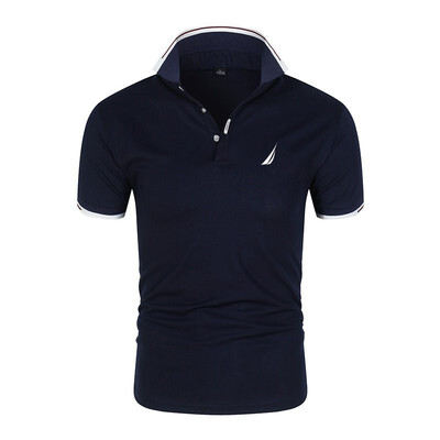 Suvised meeste lühikeste varrukatega kraega t-särgid, uus ühevärviline vabaaja polosärk Trendikas hingav, lahtine põhiline splice top