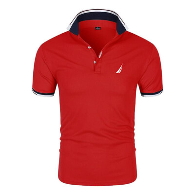 Suvised meeste lühikeste varrukatega kraega t-särgid, uus ühevärviline vabaaja polosärk Trendikas hingav, lahtine põhiline splice top
