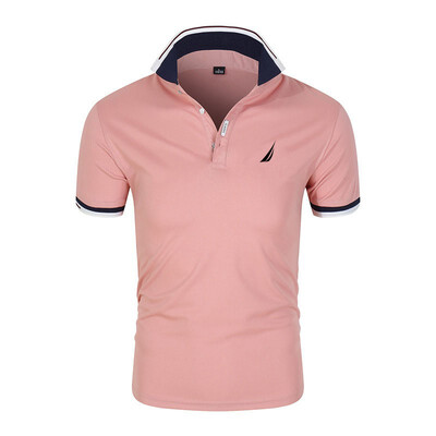 Suvised meeste lühikeste varrukatega kraega t-särgid, uus ühevärviline vabaaja polosärk Trendikas hingav, lahtine põhiline splice top