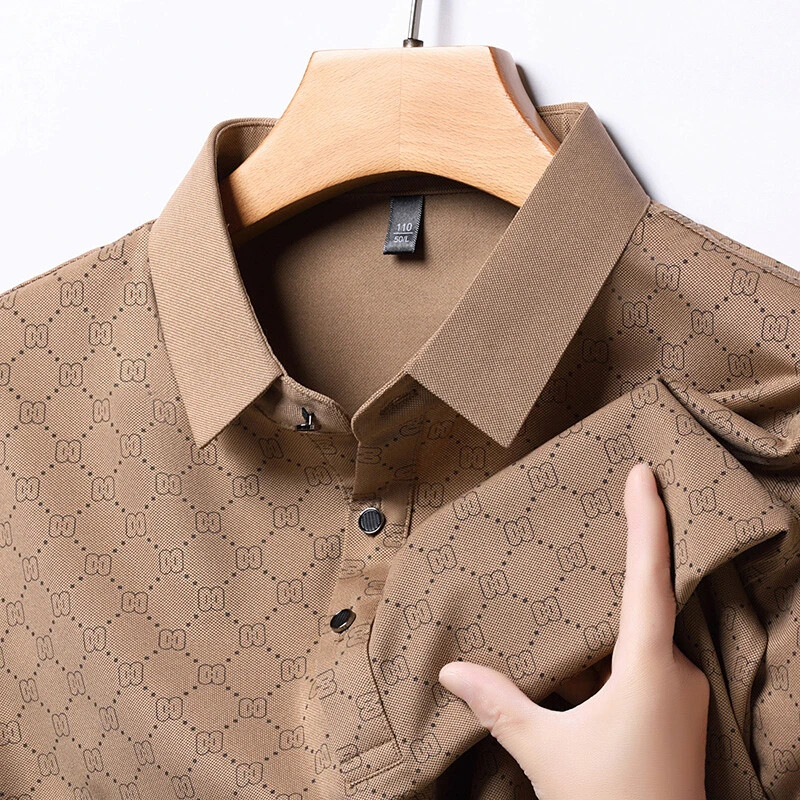 Cămașă polo cu mâneci scurte imprimate casual business, în 8 culori, la modă de vară