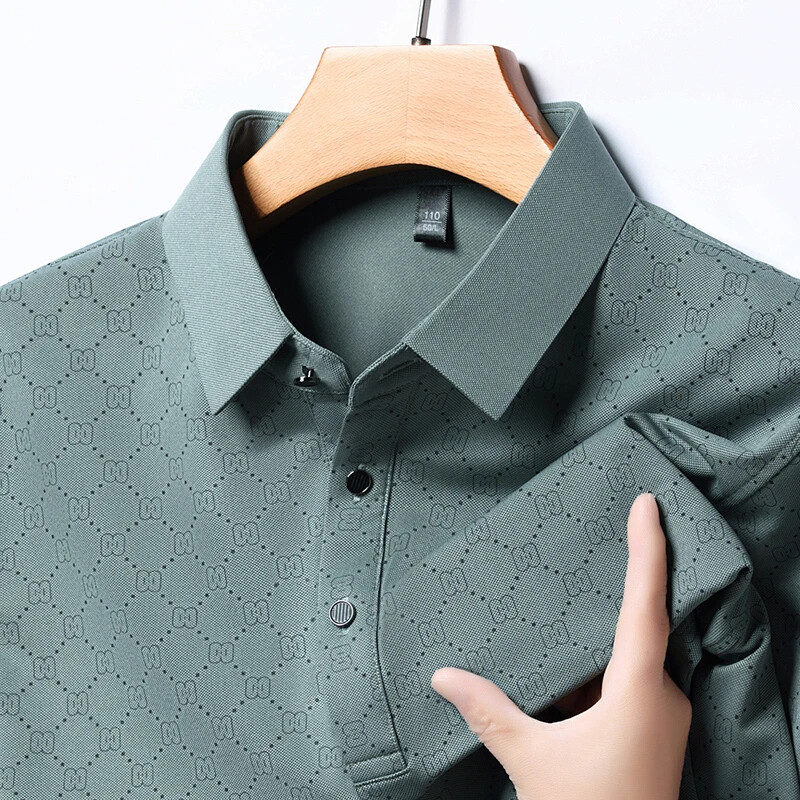 Cămașă polo cu mâneci scurte imprimate casual business, în 8 culori, la modă de vară