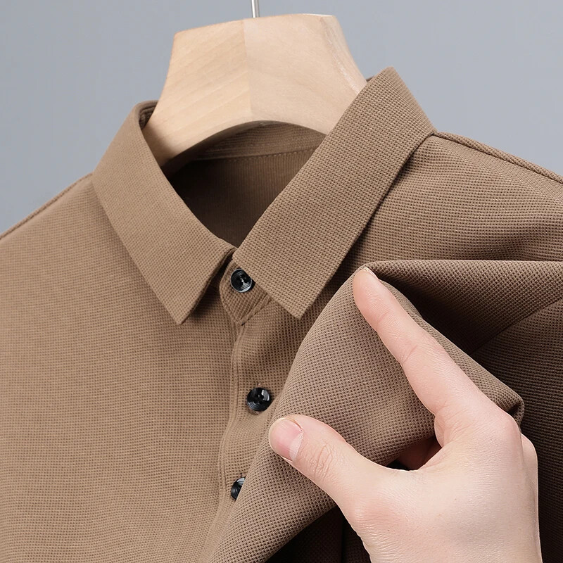 Meeste moe vahvliga soliidne lühikeste varrukatega polosärk suvine hingav mugav topp