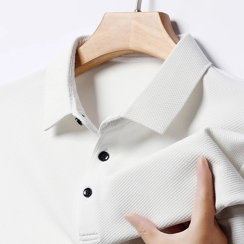 Meeste moe vahvliga soliidne lühikeste varrukatega polosärk suvine hingav mugav topp