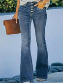 Sieviešu vienkrāsaini minimālisma džinsi ar katru dienu ar pogām