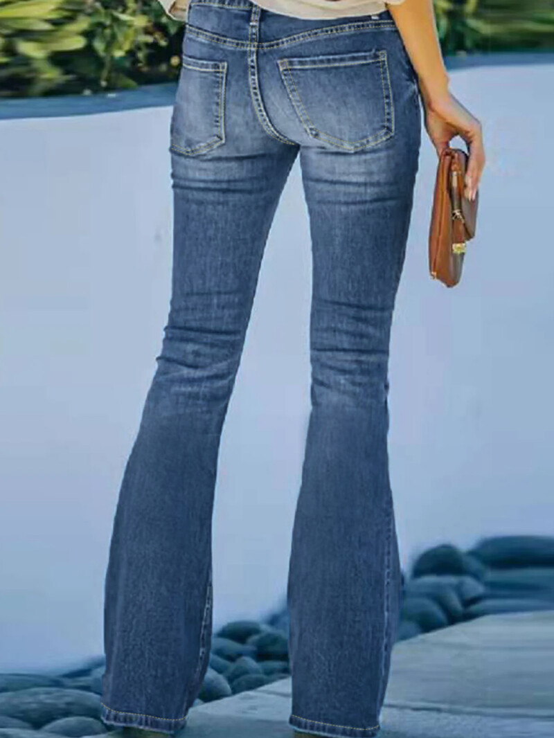 Sieviešu vienkrāsaini minimālisma džinsi ar katru dienu ar pogām