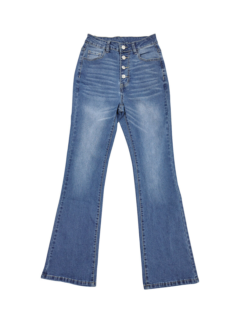 Sieviešu vienkrāsaini minimālisma džinsi ar katru dienu ar pogām