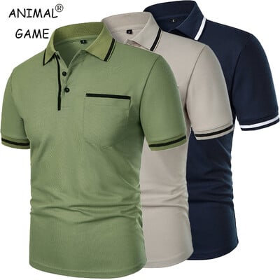 Cămăși polo cu mânecă scurtă pentru bărbați noi, tricou casual, la modă, vară, la modă, respirabil, de bază, buzunare superioare, cămăși pentru bărbați