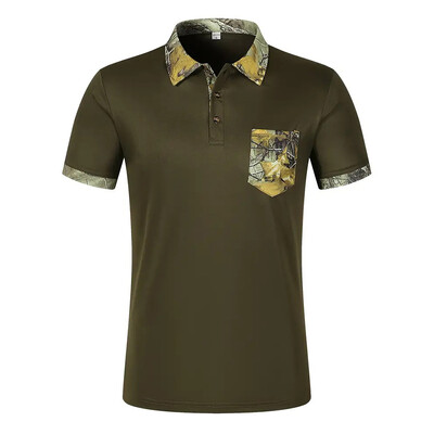 Vasaras vīriešu polo krekls ar īsām piedurknēm biroja vienkrāsains atloks kabatas T-krekls Vīriešu ikdienas sporta un atpūtas kabatas tops