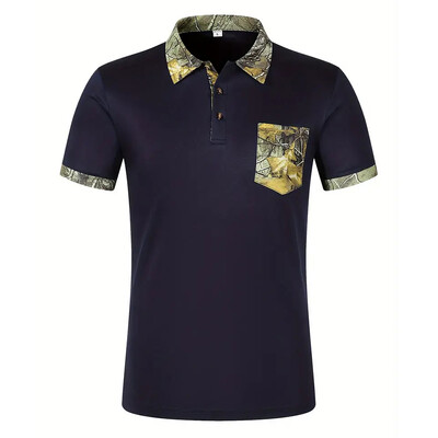 Vasaras vīriešu polo krekls ar īsām piedurknēm biroja vienkrāsains atloks kabatas T-krekls Vīriešu ikdienas sporta un atpūtas kabatas tops