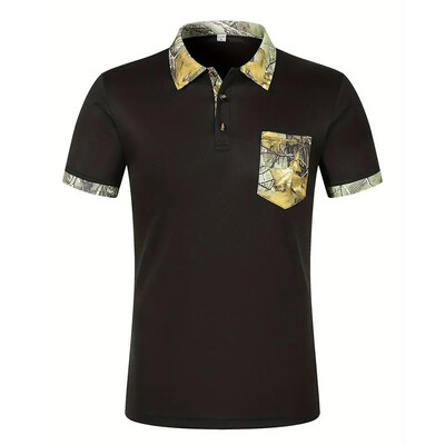 Vasaras vīriešu polo krekls ar īsām piedurknēm biroja vienkrāsains atloks kabatas T-krekls Vīriešu ikdienas sporta un atpūtas kabatas tops