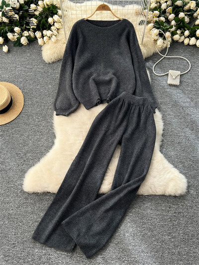 SINGREINY sügistalvine soliidne kaheosalised ülikonnad Naiste pikkade varrukatega kampsun+elastne vöökoht pikad püksid naistele vabaaja 2tk komplektid