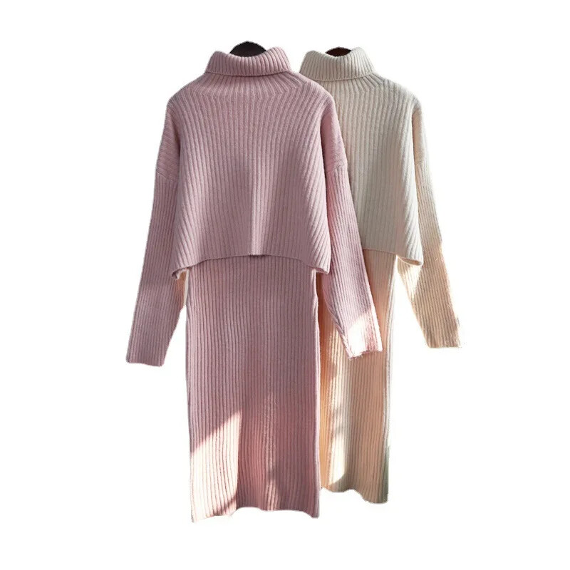 KnitDress korejiešu stila 2024. gada rudens/ziemas jauns sabiedrisks uzvalks džemperkleita, 2 daļīgs komplekts sievietēm, moderns un elegants